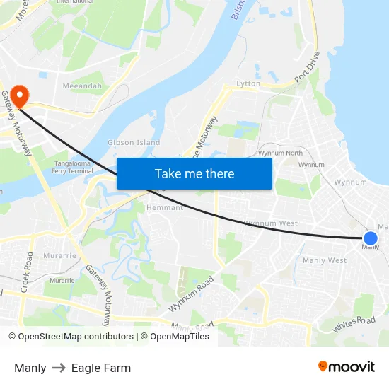Manly to Eagle Farm map