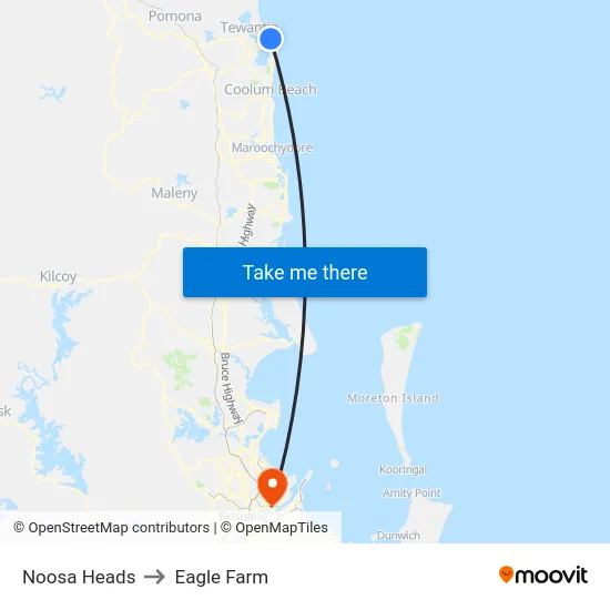 Noosa Heads to Eagle Farm map