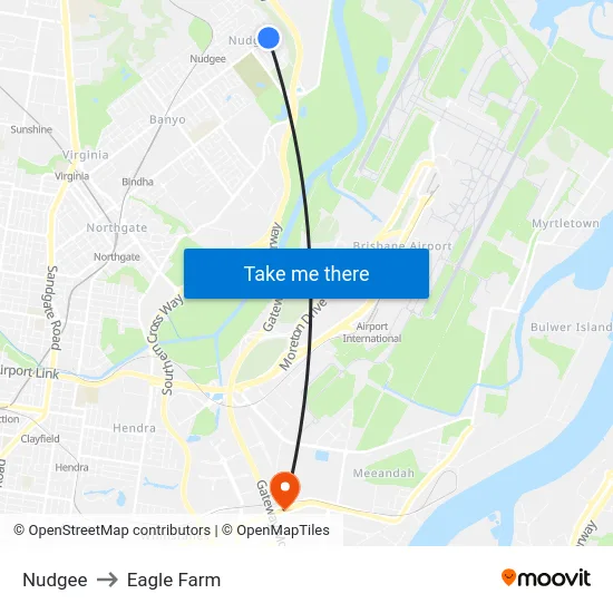 Nudgee to Eagle Farm map