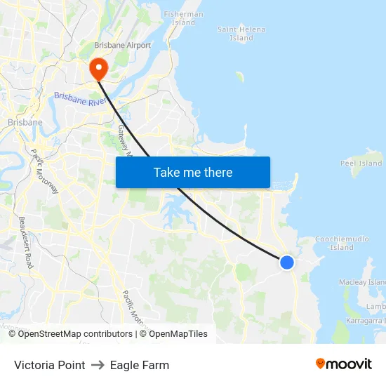 Victoria Point to Eagle Farm map
