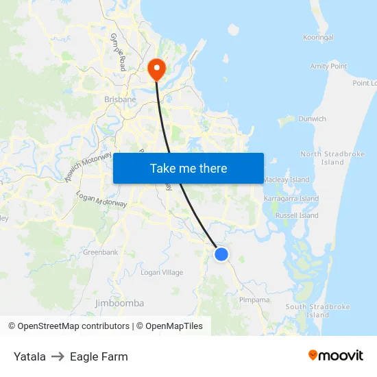 Yatala to Eagle Farm map