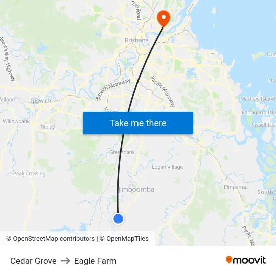 Cedar Grove to Eagle Farm map