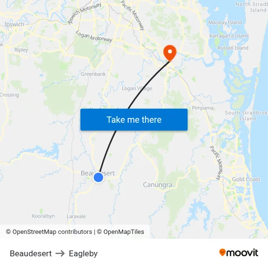 Beaudesert to Eagleby map