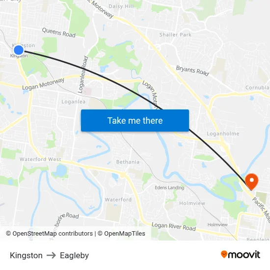 Kingston to Eagleby map