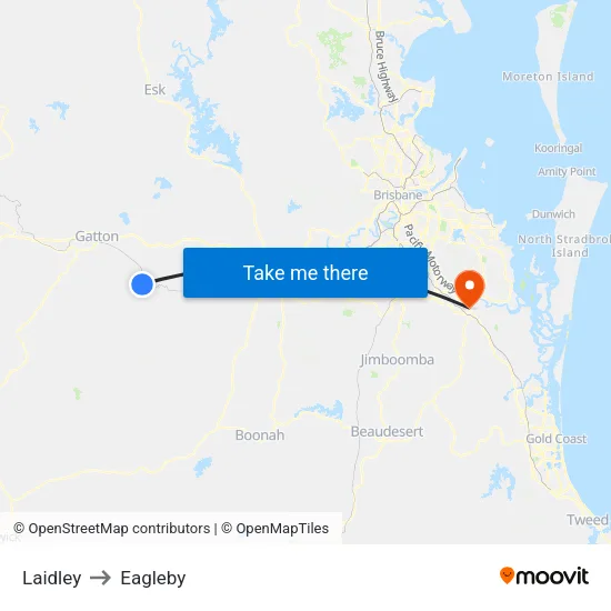 Laidley to Eagleby map