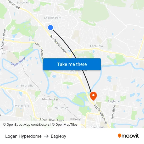 Logan Hyperdome to Eagleby map