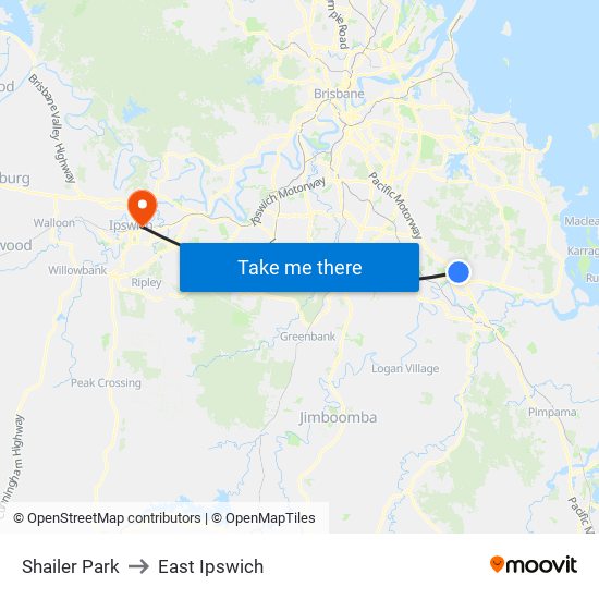 Shailer Park to East Ipswich map