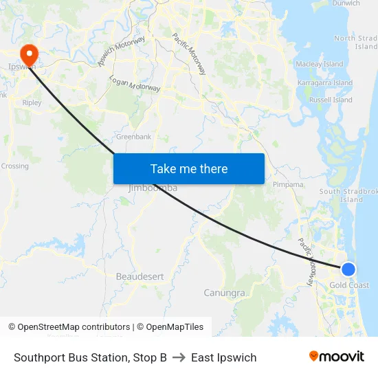 Southport Bus Station, Stop B to East Ipswich map