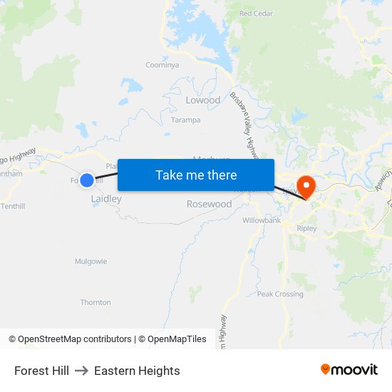 Forest Hill to Eastern Heights map