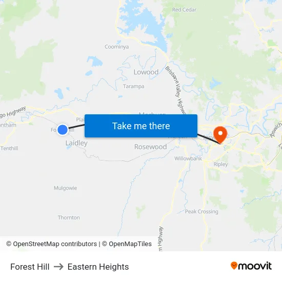 Forest Hill to Eastern Heights map
