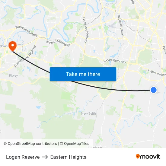 Logan Reserve to Eastern Heights map