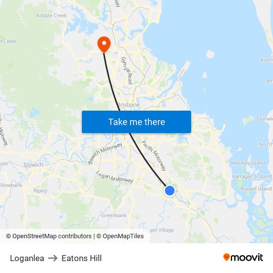 Loganlea to Eatons Hill map