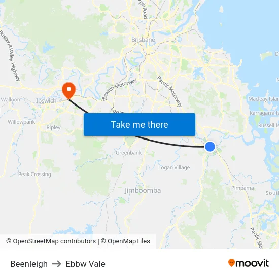 Beenleigh to Ebbw Vale map