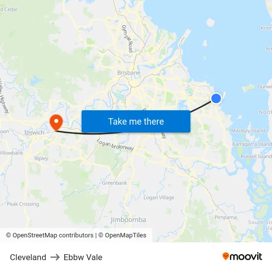 Cleveland to Ebbw Vale map