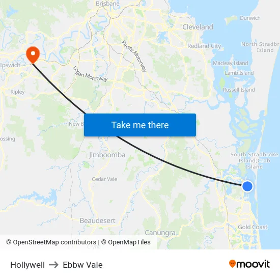 Hollywell to Ebbw Vale map