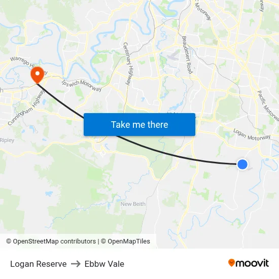 Logan Reserve to Ebbw Vale map