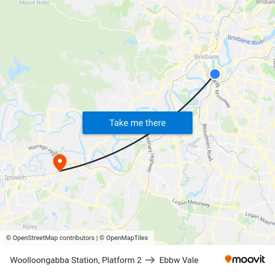 Woolloongabba Station, Platform 2 to Ebbw Vale map