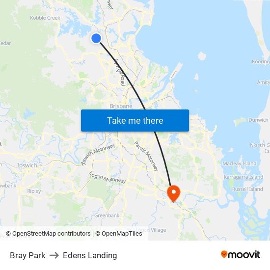 Bray Park to Edens Landing map