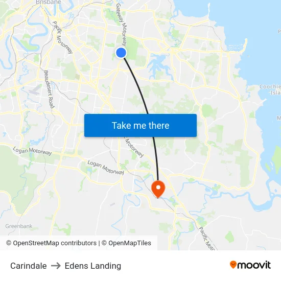 Carindale to Edens Landing map