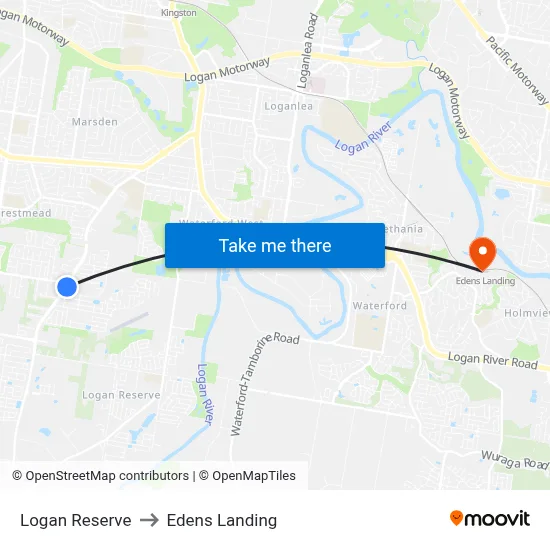 Logan Reserve to Edens Landing map