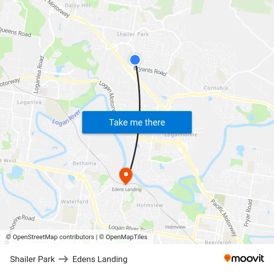 Shailer Park to Edens Landing map