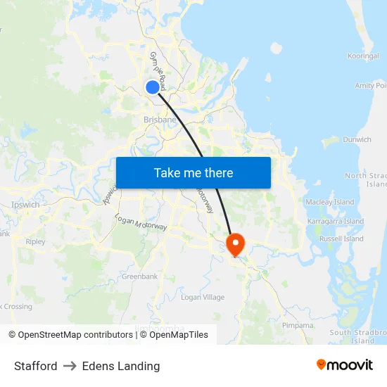 Stafford to Edens Landing map