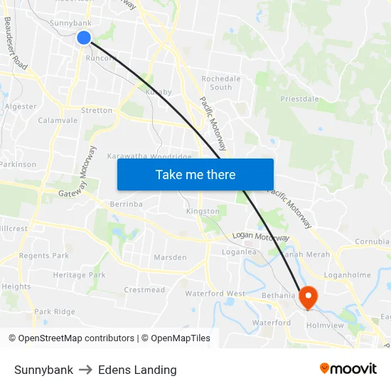 Sunnybank to Edens Landing map