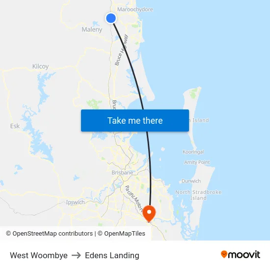 West Woombye to Edens Landing map