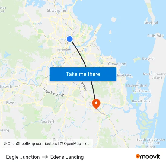 Eagle Junction to Edens Landing map
