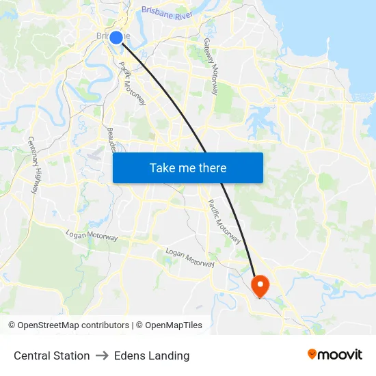 Central Station to Edens Landing map