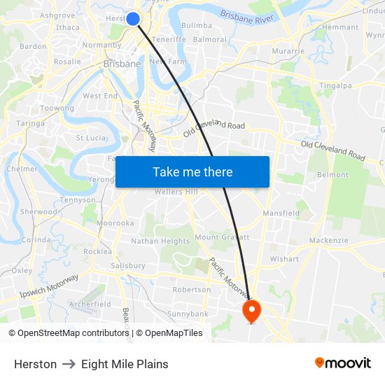 Herston to Eight Mile Plains map