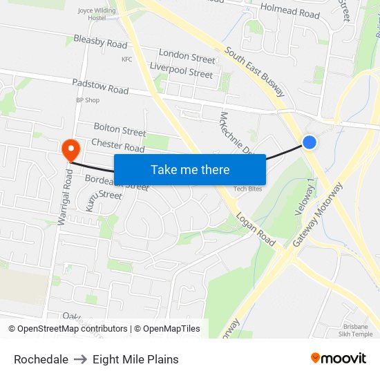 Rochedale to Eight Mile Plains map