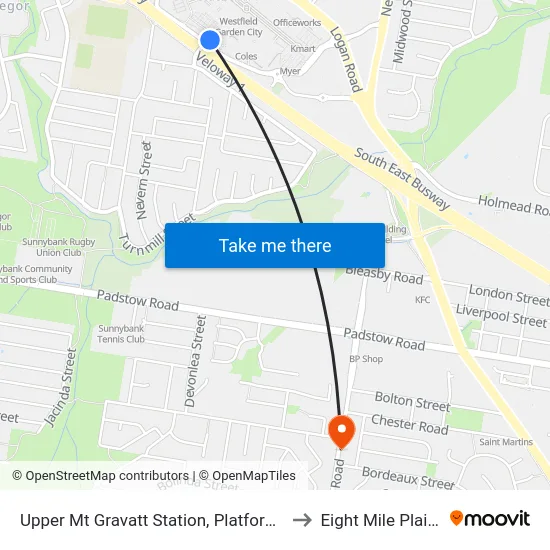 Upper Mt Gravatt Station, Platform 1 to Eight Mile Plains map