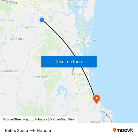 Bahrs Scrub to Elanora map