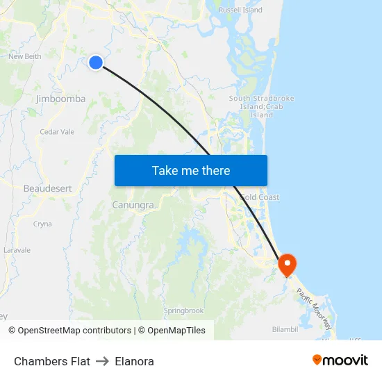 Chambers Flat to Elanora map