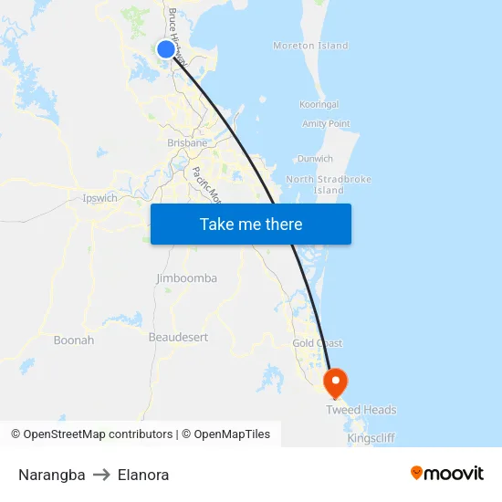 Narangba to Elanora map