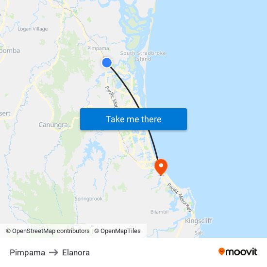 Pimpama to Elanora map