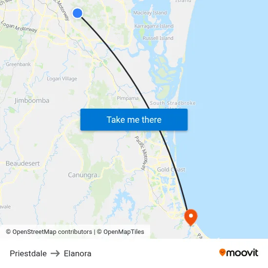 Priestdale to Elanora map