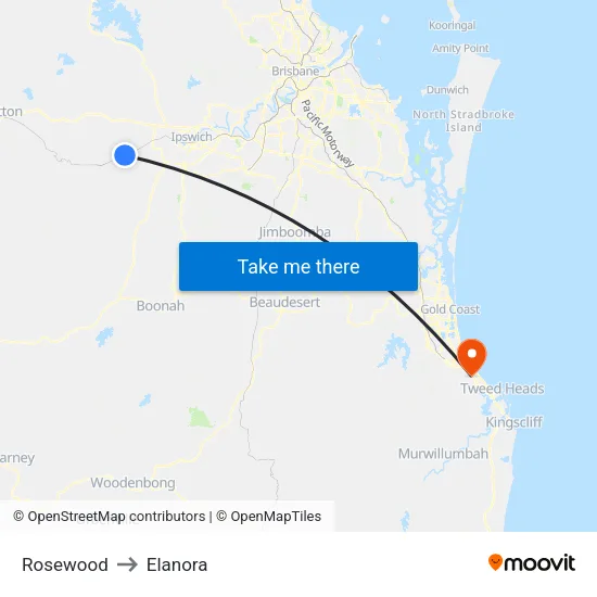 Rosewood to Elanora map