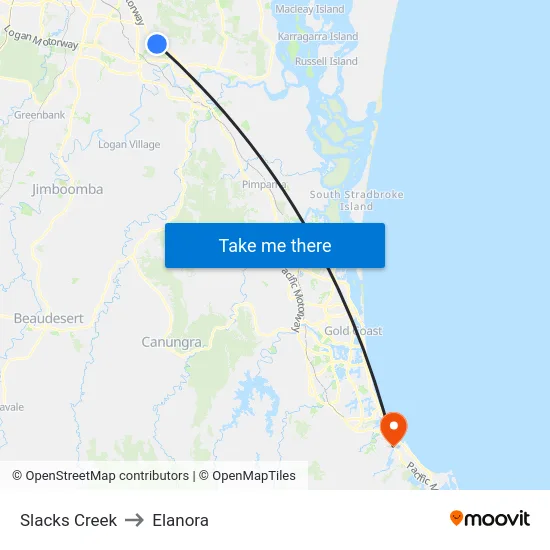 Slacks Creek to Elanora map