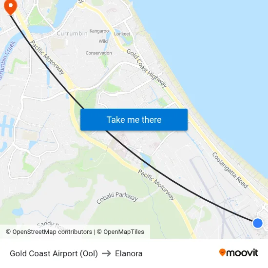 Gold Coast Airport (Ool) to Elanora map