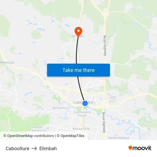 Caboolture to Elimbah map
