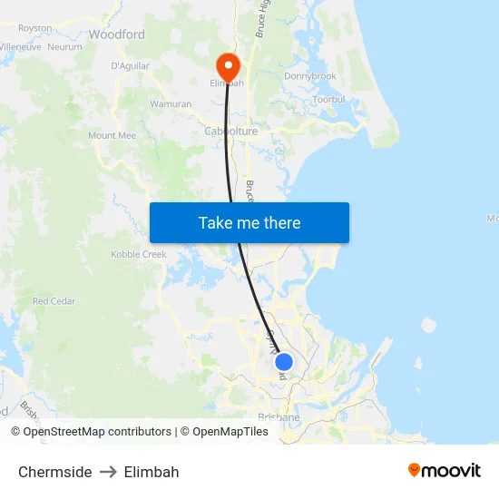 Chermside to Elimbah map