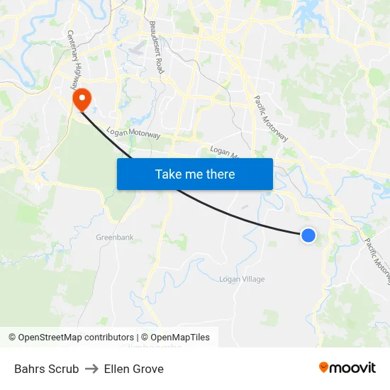Bahrs Scrub to Ellen Grove map