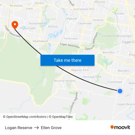 Logan Reserve to Ellen Grove map