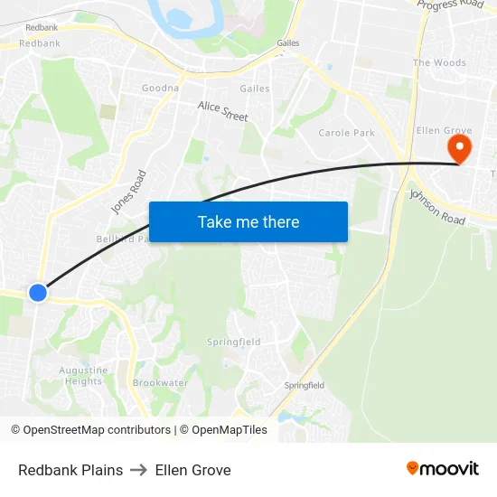 Redbank Plains to Ellen Grove map
