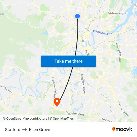 Stafford to Ellen Grove map
