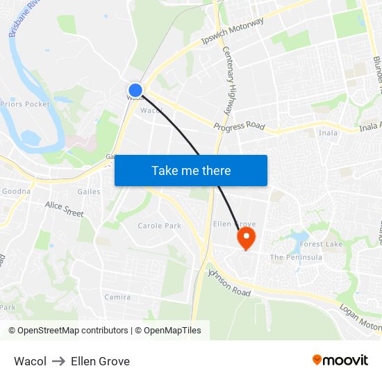 Wacol to Ellen Grove map