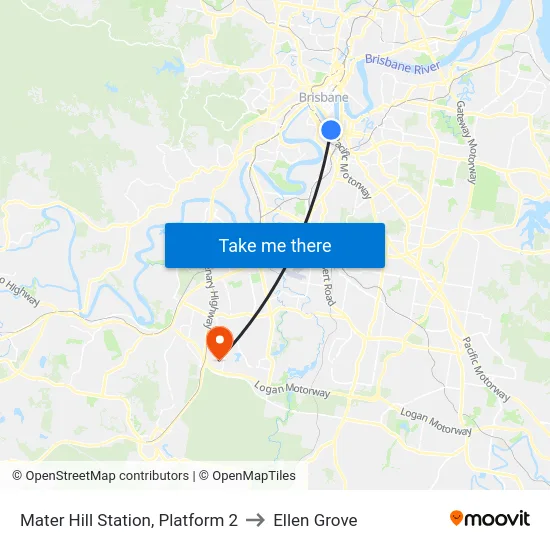 Mater Hill Station, Platform 2 to Ellen Grove map