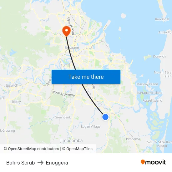 Bahrs Scrub to Enoggera map